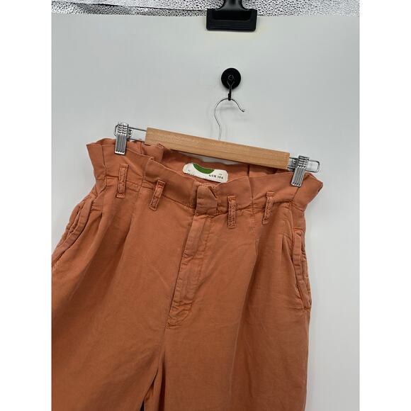 Anthropologie Womens Orange Paperbag High Waisted Pants Size 10 Wide Leg Loose - Picture 4 of 8